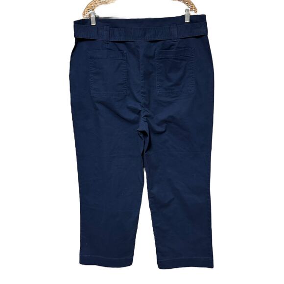 LOFT Belted Wide Leg Pants Blue 18 - Picture 2 of 3